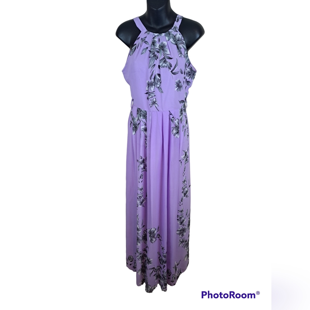 Ruiyige size Sm lavender floral halter maxi dress